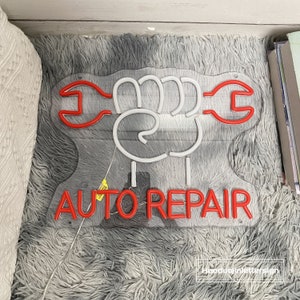 Led Auto Repair Sign Auto Repair Wrench Neon Sign, Custom Garage Repair Service LED Neon ...