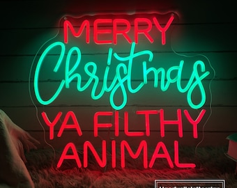 Merry Christmas Ya Filthy Animal Neon Sign Custom Santa Claus LED Neon Light Night Light Wall Home Christmas Gift Store Decoration Xmas Gift