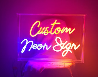 Custom LED Neon Sign Box Table Name Neon Light Free Standing Desk Wall Decor For Home Bar Bedroom Wedding Party Decoration Personalized Gift