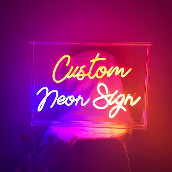 Custom LED Neon Sign Box Table Name Neon Light Free Standing Desk Wall Decor For Home Bar Bedroom Wedding Party Decoration Personalized Gift