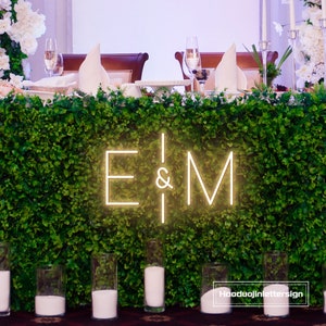 Insegna al neon a LED con iniziali personalizzate, nome, cognome, luce al neon, per la casa, per sfondo minimalista per feste di matrimonio, decorazione da parete, regalo personalizzato per la persona amata