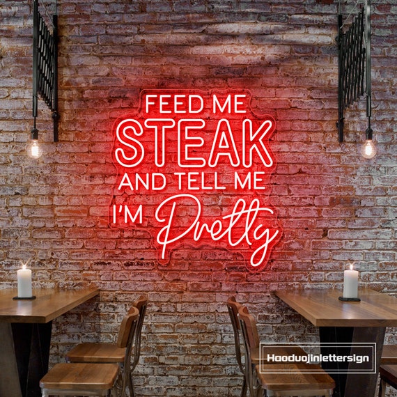 オリジナル BBQ 牛 ネオン看板 LED バーベキュー 店舗装飾 ネオン管