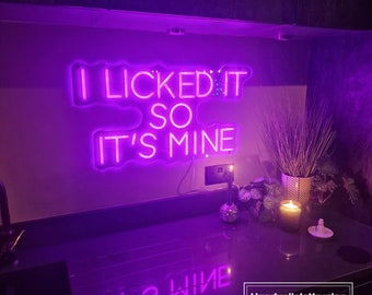 I Licked It So It's Mine Custom LED Neon Sign Dimmable Neon Light Sign Restaurant Store Wall Decor Ice Cream Cafe Birthday Personalized Gift