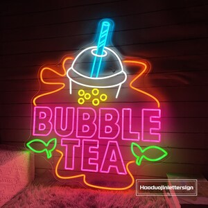 Bubble Tea Neon Sign, Custom Boba Tea Milk Tea LED Neon Light Drinks ...