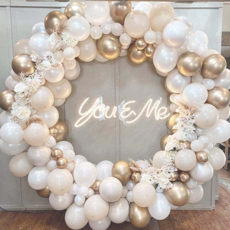 185PCS Sand White Balloon Garland Dusty Beige Neutral Metallic Gold Balloons Arch Kit Baby Shower Birthday Party Wedding Backdrop Decoration image 3