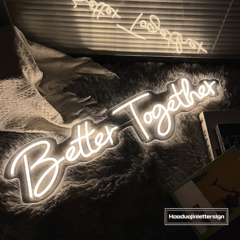 Better Together Custom Wedding LED Neon Sign Handmade Night Light Home Wedding Backdrop Wall Decor Personalized Gift Engagement Party Gift image 6