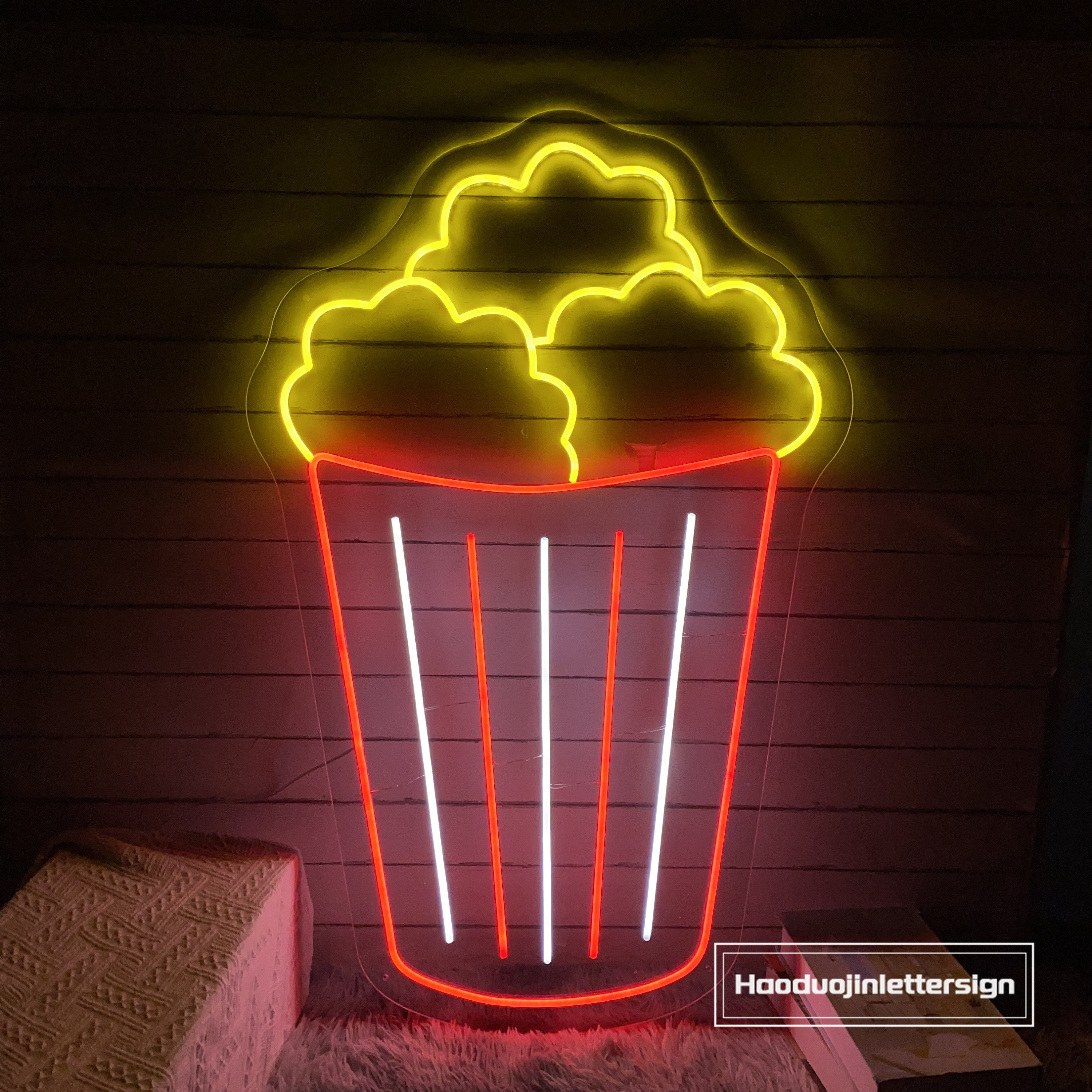 Popcorn - Insegne al neon per decorazione da parete della casa, dimmerabile, alimentate tramite USB, per cucina