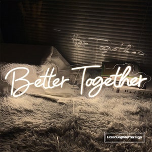 Better Together Custom Wedding LED Neon Sign Handmade Night Light Home Wedding Backdrop Wall Decor Personalized Gift Engagement Party Gift Warm White