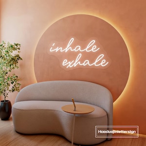 Insegna al neon a LED "Inspira espira", insegna luminosa al neon per studio yoga personalizzato, sala yoga, decorazione per Pilates, meditazione, palestra, decorazione da parete, regalo per amanti dello yoga.