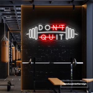 Insegna al neon "Don't Quit", decorazione personalizzata per palestra domestica, luce al neon a LED, citazioni motivazionali per palestra, decorazione da parete a LED per fitness, insegna aziendale personalizzata