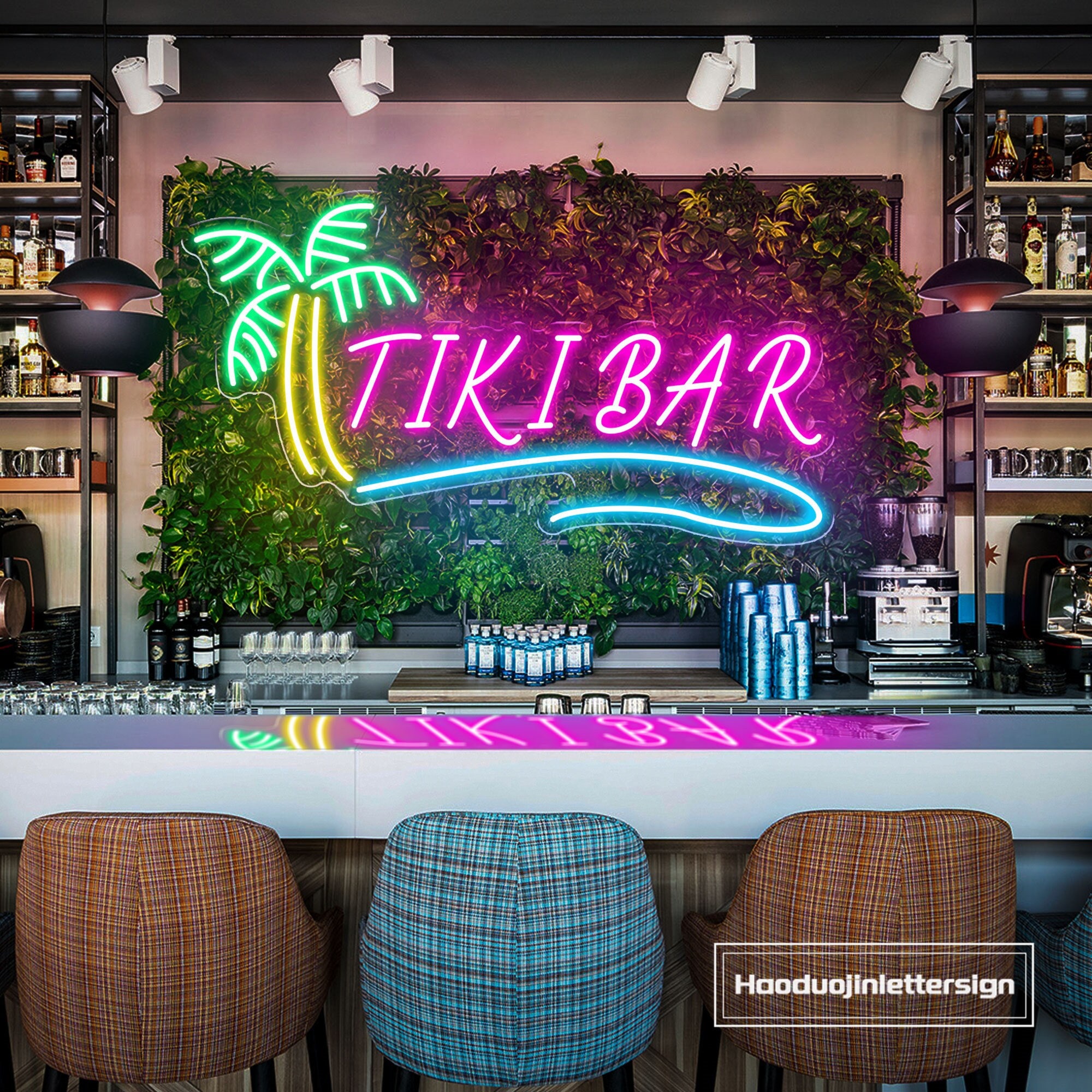 Light up sale tiki bar sign