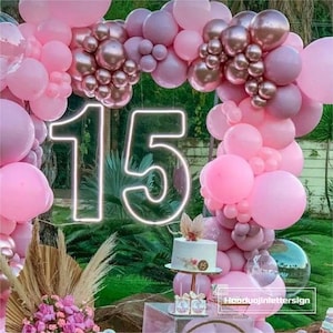 Número personalizado led sinal de néon, 15th festa de aniversário número de néon carta luz decoração do chuveiro de bebê mis marmelo, doce 15 quinceanera decoração