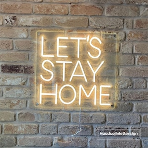 Insegna al neon "Restiamo a casa", luce al neon a LED personalizzata per la casa, decorazione da parete per camera da letto, soggiorno, cucina, matrimonio, regalo personalizzato