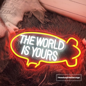 The World is Yours Blimp Neon Sign, Custom Bedroom LED Neon Light ...