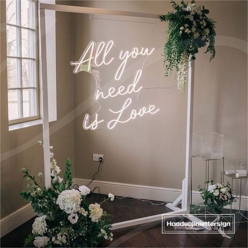 All You Need is Love Neon Sign, Custom Wedding LED Neon Sign Home Wall ...