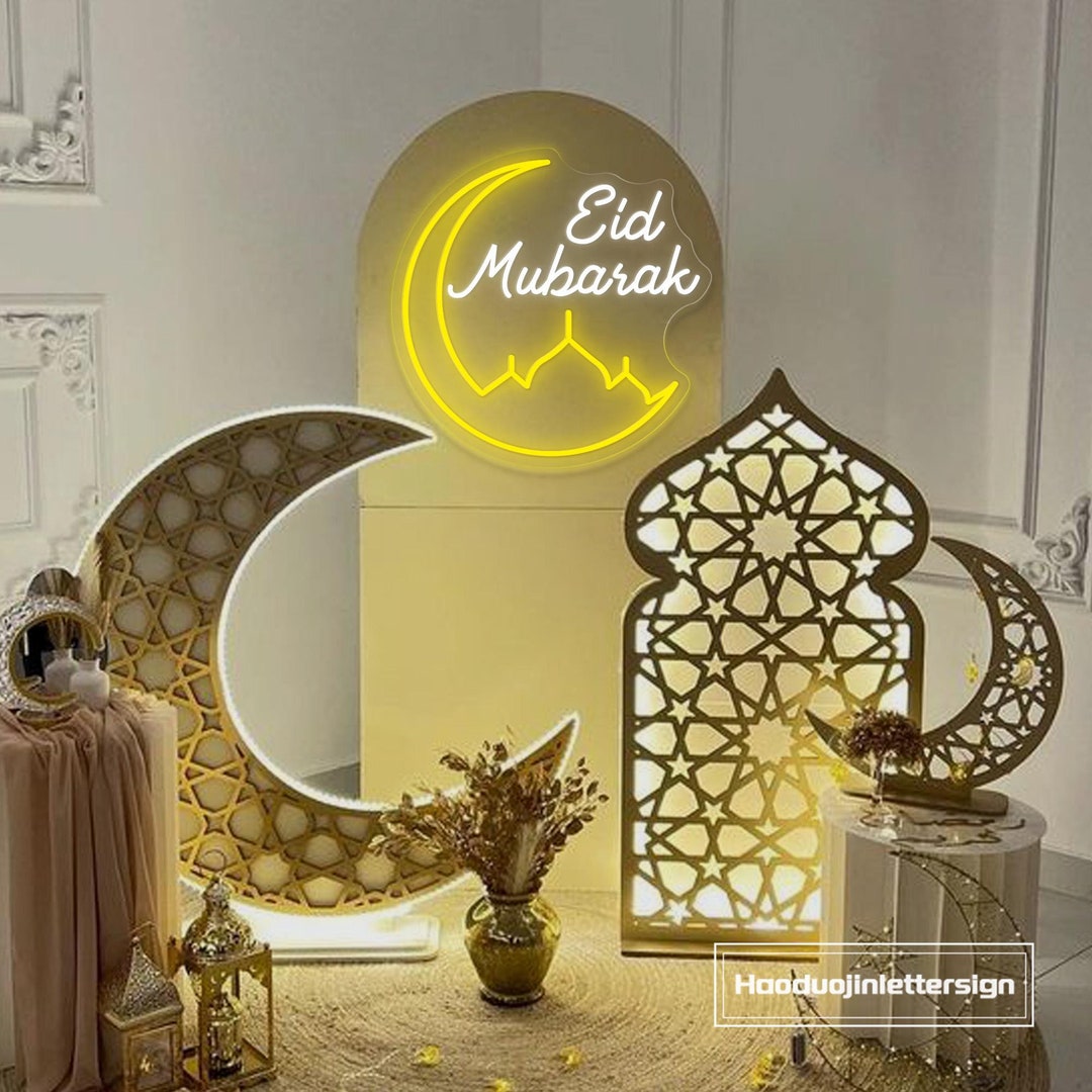 Eid Mubarak Mosque Neon Sign, Custom Kareem Ramadan Banner LED Light ...