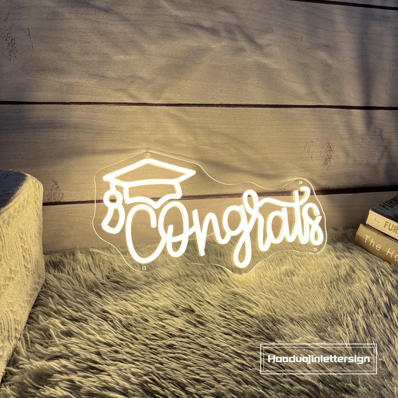 Congrats Graduation Cap Neon Sign, Custom Congrats Grad LED Neon Light ...