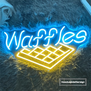 Insegna al neon Waffle personalizzata Bakery Shop Dessert House LED Neon Light Coffee Bar Cafe Shop Home Kitchen Wall Decoration Regalo personalizzato