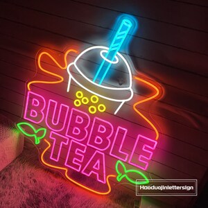 Bubble Tea Neon Sign, Custom Boba Tea Milk Tea LED Neon Light Drinks ...