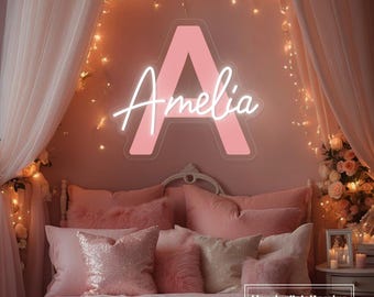 Custom Letter A-Z Neon Sign, Name LED Neon Light, Girl Dorm Room Children's Bedroom Nursery Wall Decor, Personalized Christmas Gift For Kid