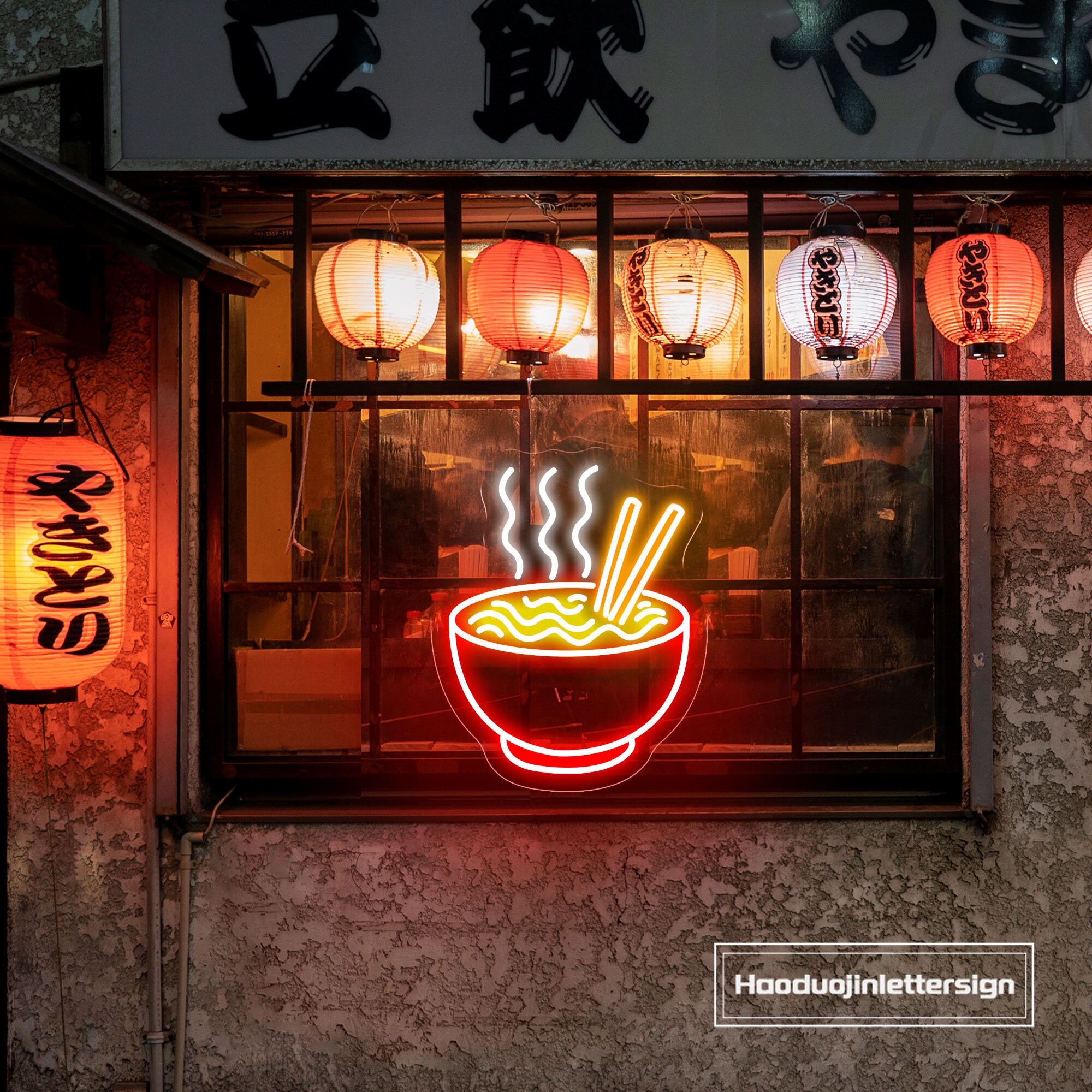 Ramen Bowl LED Neon Sign, Custom Japanese Noodles Restaurant Neon Light, Kitchen Gaming Room Wall Decor Japanese Food Bar Business Sign