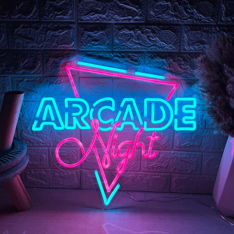 Arcade Night Custom LED Neon Sign Game Room Neon Light up Sign Etsy