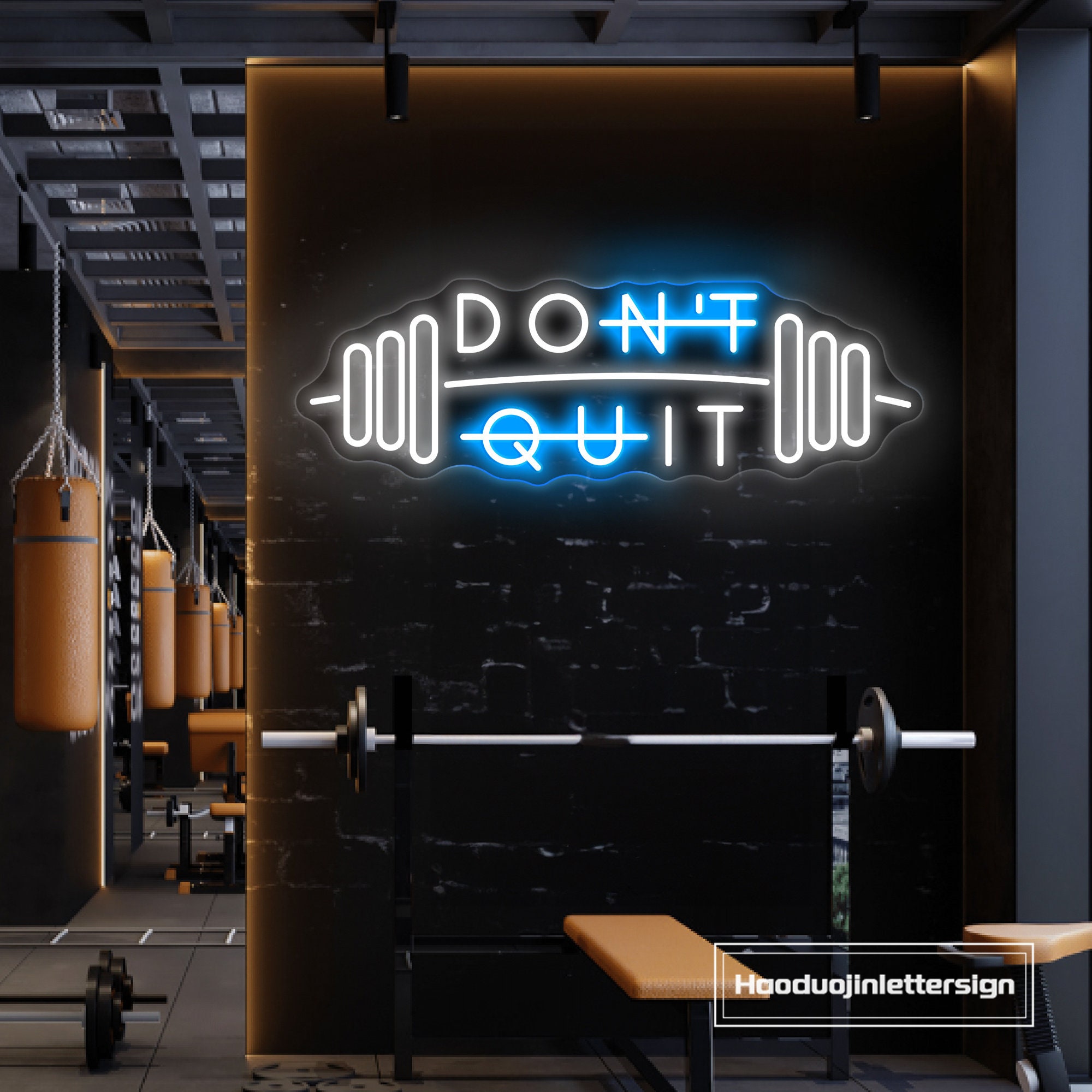No Pain No Gain Neon Sign, Weightlifting Wall Art Sign, Fitness Wall