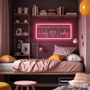 USB 3D Engraved Welcome To Our Dorm Roomies Neon Sign, Custom Roommates Name Sign,College Dorm Wall Decor, Personalized Gifts For Roommate