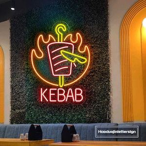 Aangepaste led-neonverlichting kebab: grillbar BBQ-restaurantdecor