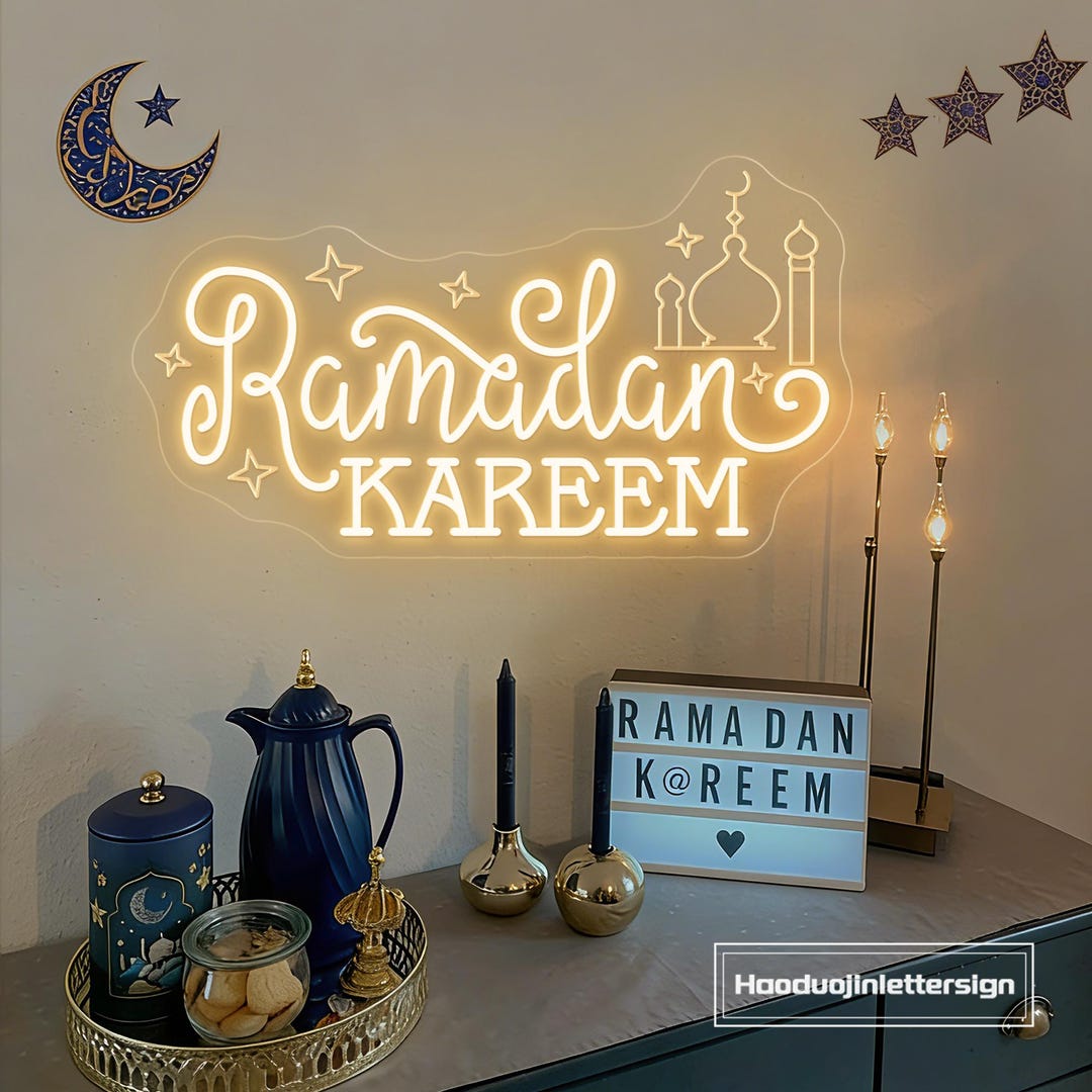 Ramadan Kareem Mosque Neon Sign, Custom Eid Mubarak LED Neon Light ...