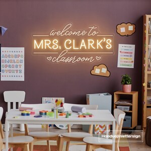 Neon Class Sign Custom Teacher Name Neon Sign, Personalized Teacher Name LED Neon Light ...