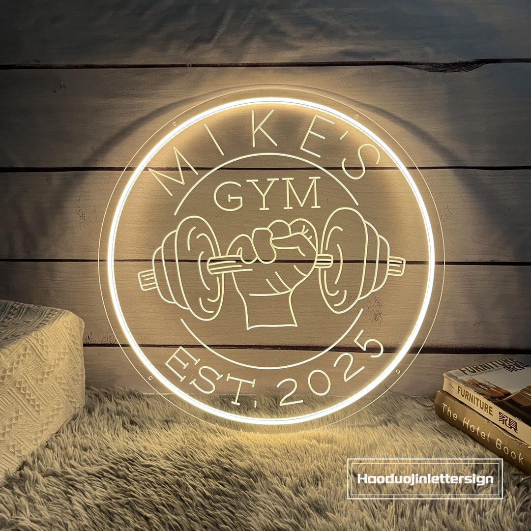 Custom Gym Name Neon Sign, USB 3D Engraved Home Gym LED Neon Light ...