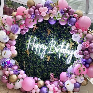 Insegna al neon di buon compleanno, decorazione da parete per la casa con luce al neon a LED per feste di compleanno personalizzate, sfondo per baby shower, regalo di compleanno