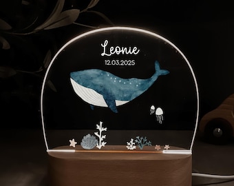 Personalisiertes LED Nachtlicht mit Namen – Nachtlampe Baby, Nachtlampe Kinder, Geschenk, Kindernachtlicht, dimmbar, HejHanni Motive