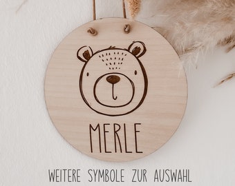 Name plate children's room | Door sign | Wooden sign name | Baby gift personalized | Children's room decoration