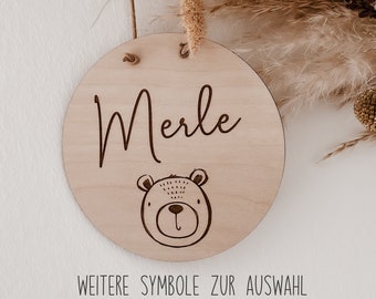 Name plate children's room | Door sign | Wooden sign name | Baby gift personalized | Children's room decoration