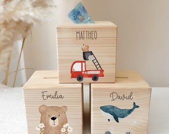 Spardose – Spardose personalisiert Kind, personalisierte Spardose, Kinder Geschenk, Geschenk Taufe, nachhaltig, HejHanni Motive