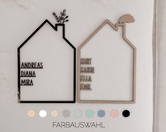 Holzhaus mit Namen | Familienschild personalisiert | Geschenk Einweihung | Geschenk Hochzeit