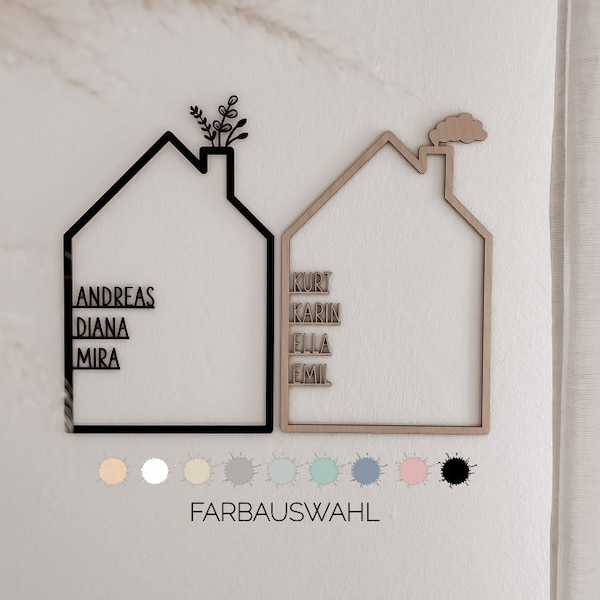 Holzhaus mit Namen | Familienschild personalisiert | Geschenk Einweihung | Geschenk Hochzeit