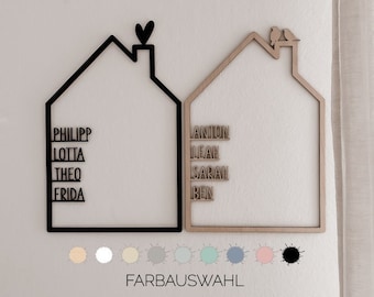 Holzhaus mit Namen | Familienschild personalisiert | Geschenk Einweihung | Geschenk Hochzeit