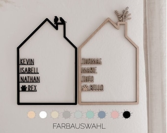 Holzhaus mit Namen | Familienschild personalisiert | Geschenk Einweihung | Geschenk Hochzeit