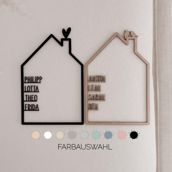 Holzhaus mit Namen | Familienschild personalisiert | Geschenk Einweihung | Geschenk Hochzeit