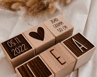 Wooden cube personalized | wooden cube name | wooden cube birth | Birth Cube | block of wood | gift for birth