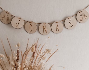 Nursery Bunting | Garland made of wood | name tag | wall decoration | Personalized baby gift