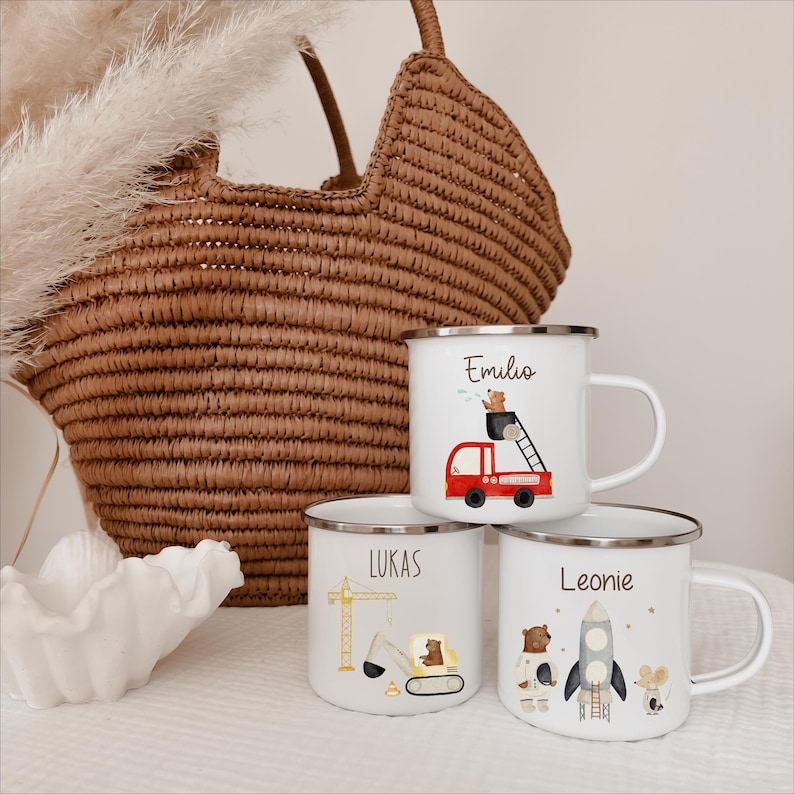 Enamel mug with name – children's mug, kids' mug, personalized cup, children's & baby gift, birthday, mugs, HejHanni designs image 6