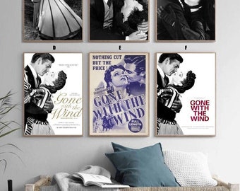 Gone with the Wind Poster Classic movie bedroom art Canvas Poster-unframe-8x12'',12x18''14x21''16x24''20x30''24x36''