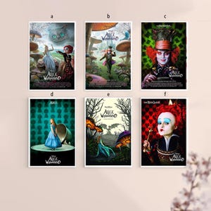 Affiche d'Alice au pays des merveilles 2010 Affiche sur toile classique d'art de chambre à coucher-sans cadre-8 x 12''14x21''16x24''24x36''choix multiples