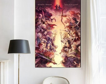 Octopath Traveler Spiel Klassischer Film Schlafzimmer Kunst Leinwand Poster-unframe-8x12'',12x18''14x21''16x24''20x30''24x36''