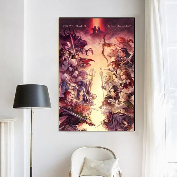 Octopath traveler Game Classic movie bedroom art Canvas Poster-unframe-8x12'',12x18''14x21''16x24''20x30''24x36''