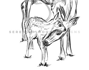 Mother, Deer | Lg Poster Size